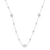 Bezel Set CZ Station Necklace, Sterling Silver