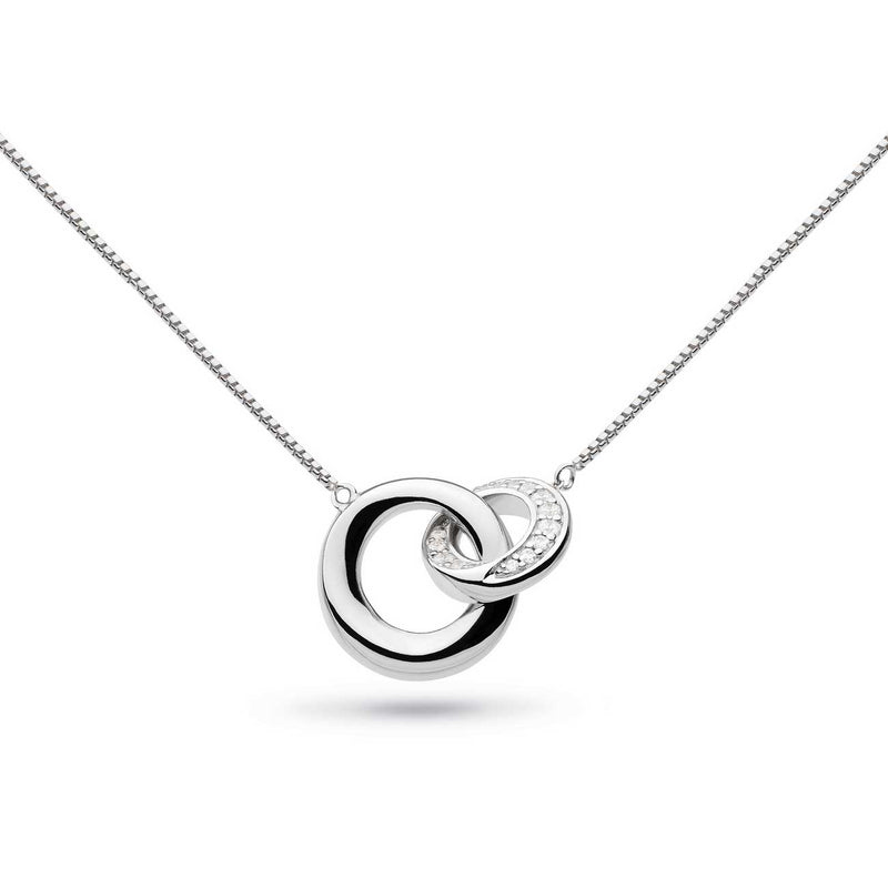 CZ Bevel Cirque Link Necklace, Sterling Silver