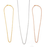 Moon Cut Bead Necklace, 36 Inches, Rose Gold Plated Silver