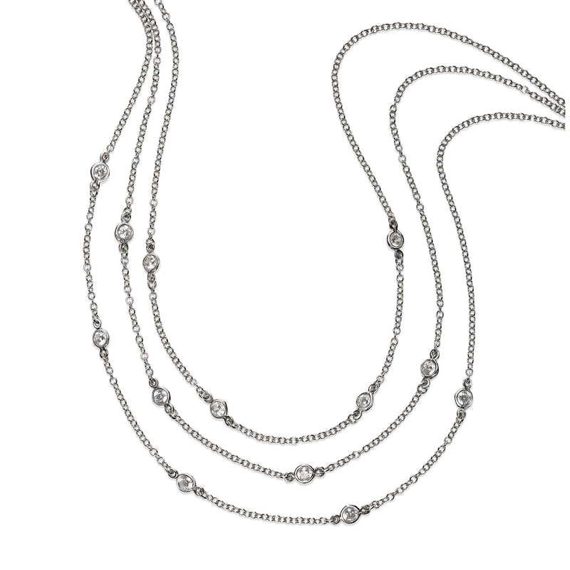 Triple Choker CZ Necklace, Sterling Silver