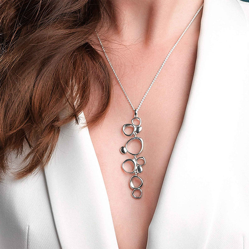 Organic Shapes Sandblast Pendant, 20 Inches, Sterling Silver