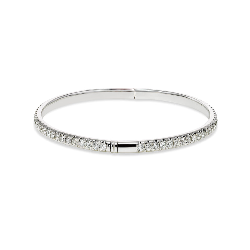 Flush Set Diamond Bangle Bracelet, 18K White Gold