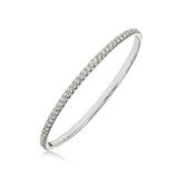 Flush Set Diamond Bangle Bracelet, 18K White Gold