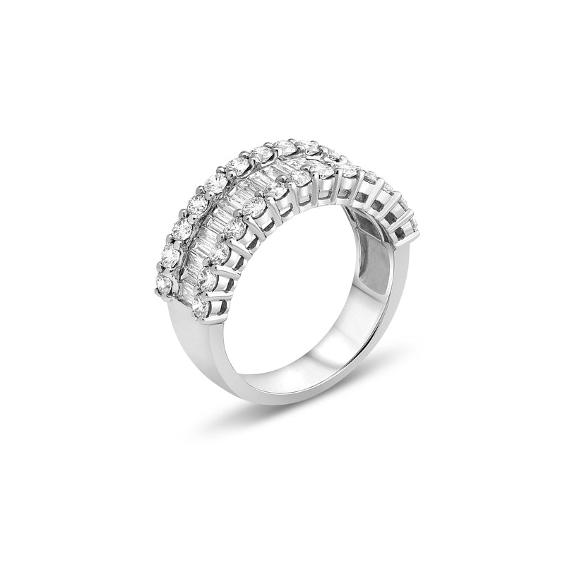 Triple Row Diamond Band, 18K White Gold