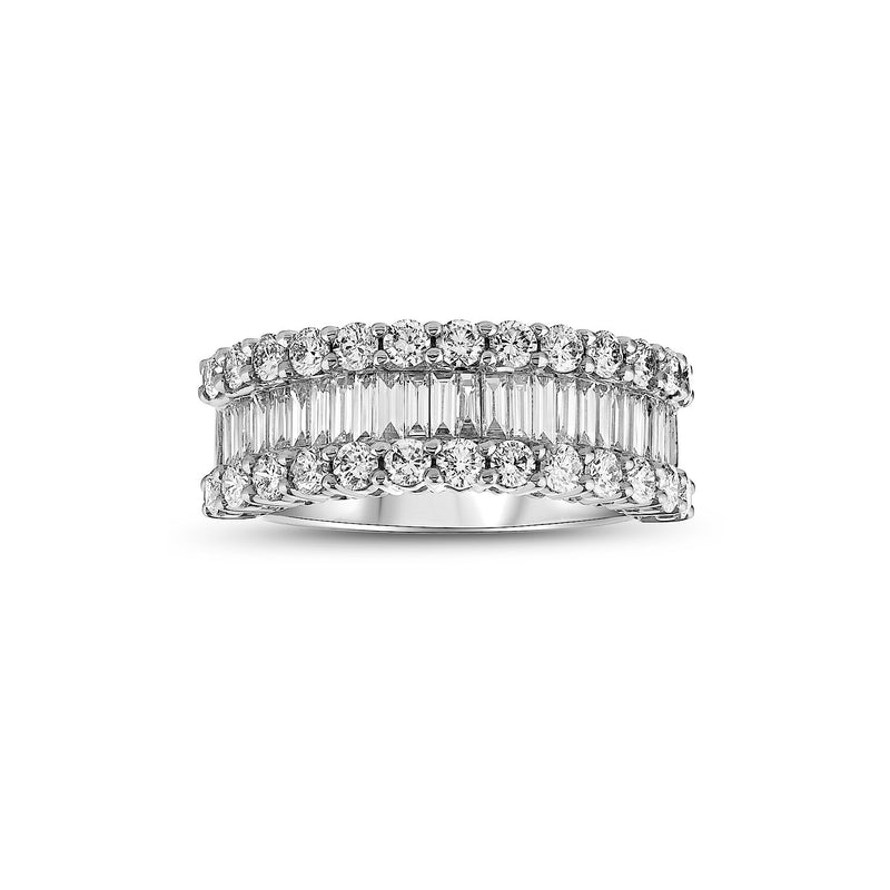 Triple Row Diamond Band, 18K White Gold