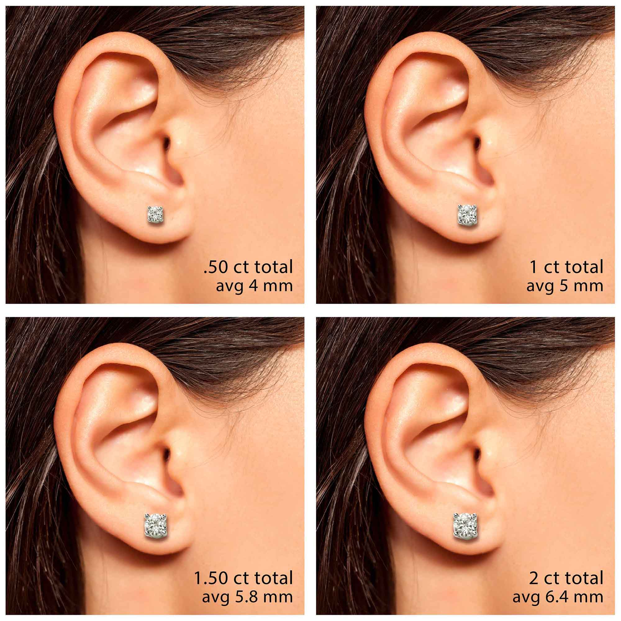 Diamond Stud Earrings, 1.50 Carats Total, 14K White Gold