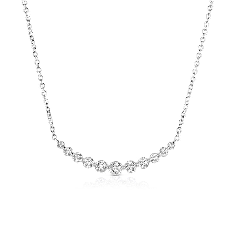 Diamond Arc Necklace, 14K White Gold