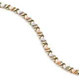 Tricolor Hugs and Kisses Bracelet, 14 Karat Gold