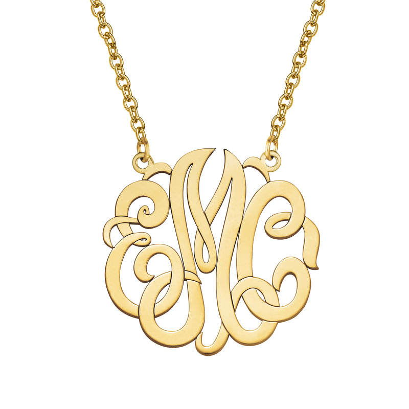 Monogram Pendant, Large, 14K Yellow Gold
