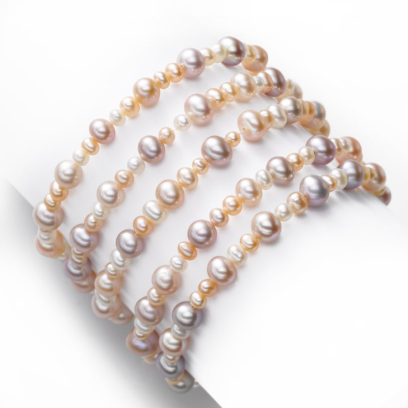 Pink tones Cultured Freshwater Pearl Stretch Bracelets, Set of 5