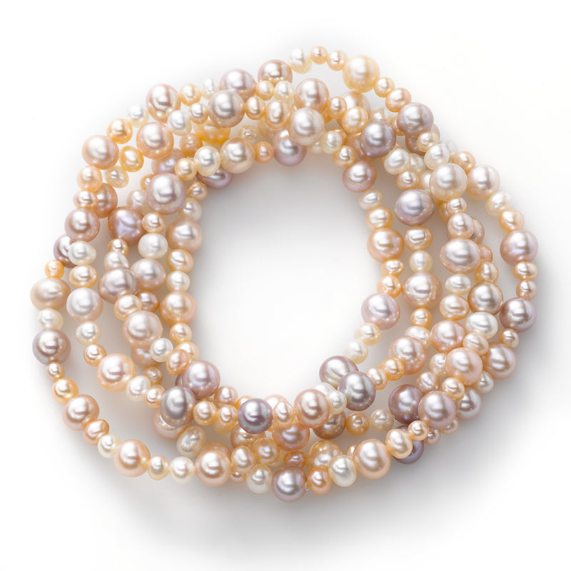Pink tones Cultured Freshwater Pearl Stretch Bracelets, Set of 5