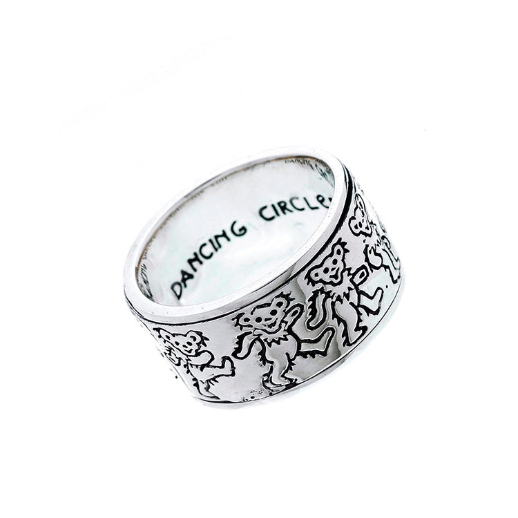 Grateful Dead Dancing Bear Ring, Sterling Silver