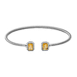 Twist Design Cuff with Citrine Ends, Sterling Silver