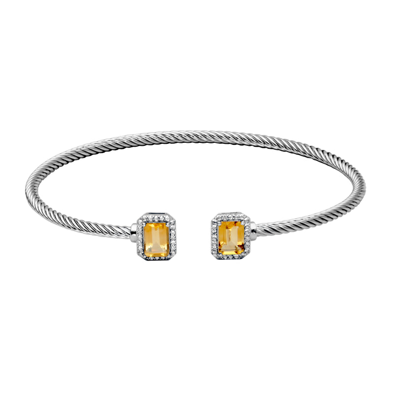 Twist Design Cuff with Citrine Ends, Sterling Silver