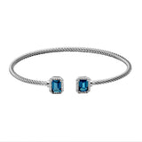 Twist Design Cuff with London Blue Topaz Ends, Sterling Silver