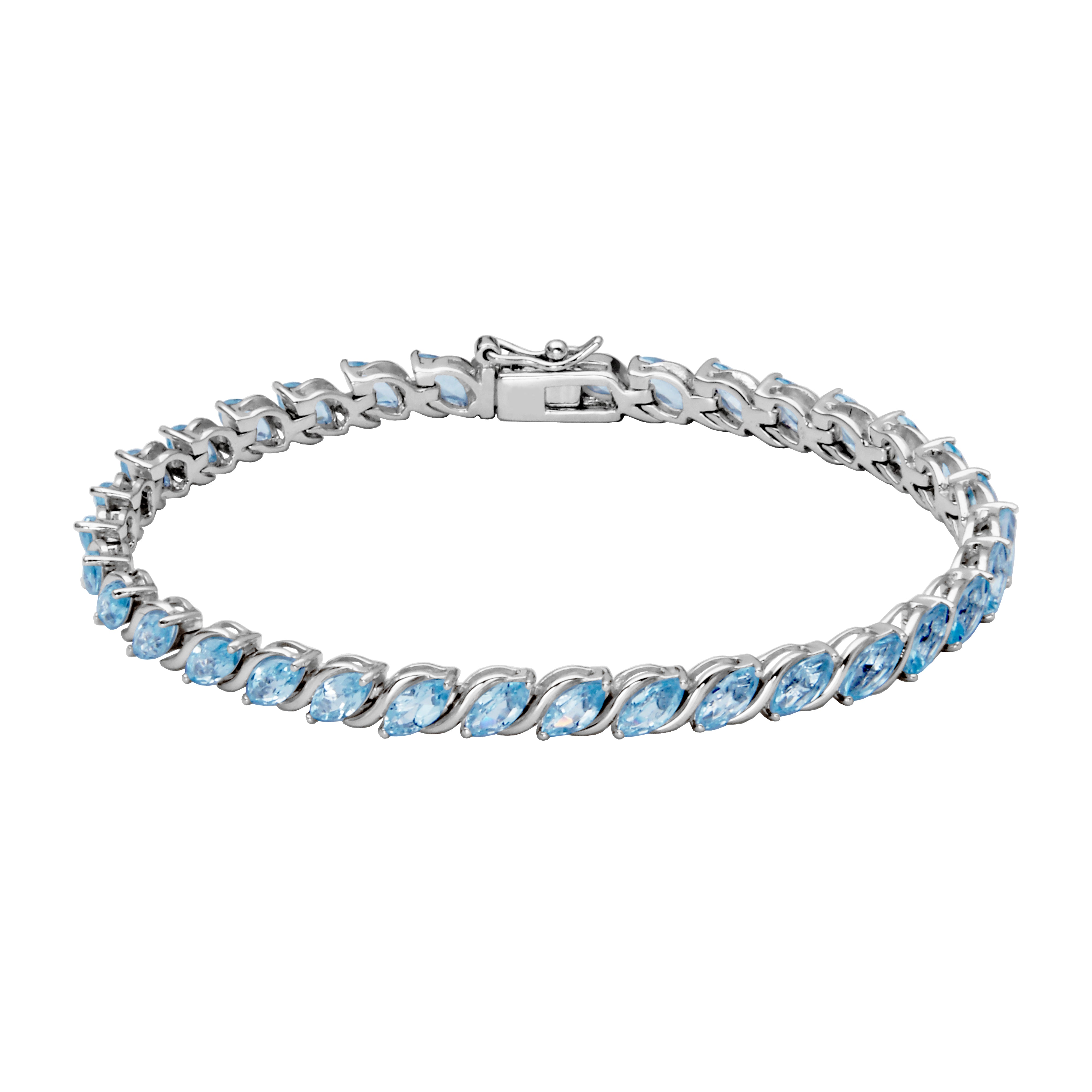 Freida Rothman Vault 925 Sterling Silver Genuine Blue Topaz Tennis Bracelet Gemstone Sky Blue Topaz & Blue Sapphire 925 Sterling Silver  main image 3