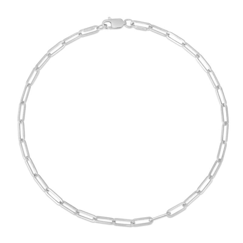 Thin Paperclip Anklet, 10 Inches, Sterling Silver