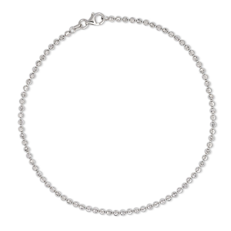 Faceted Bead Ankle Bracelet, 10 Inches, Sterling Silver