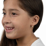 Child's CZ Flower Earrings, 14K Yellow Gold