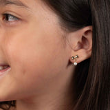 Bow with Pearl Drop Earrings, 14K Yellow Gold