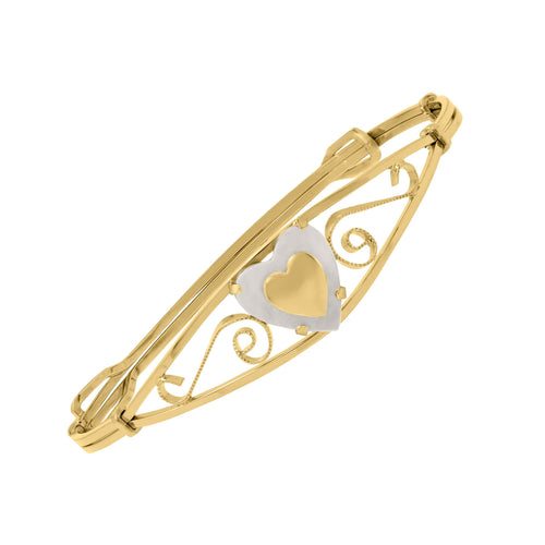 Open Design Heart Bangle, Adjustable, 14K Yellow Gold Filled