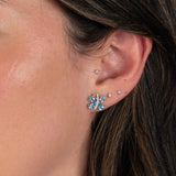 Butterfly Earrings with Blue Topaz and Diamonds, 14K White Gold