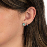Turquoise and Diamond Hoop Earrings, 14K Yellow Gold