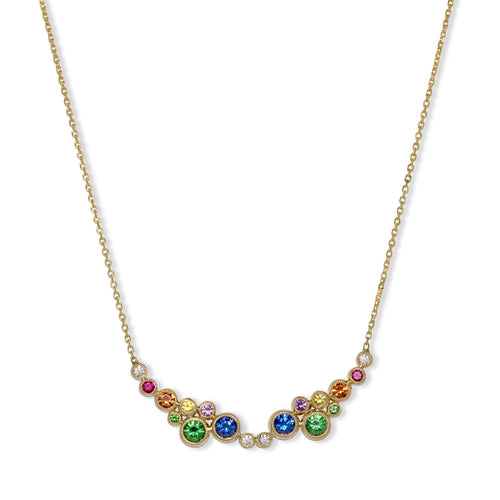 Multi Sapphire Gemstone Necklace, 14K Yellow Gold