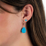 Turquoise and Diamond Halo Stud Earrings, 14K White Gold