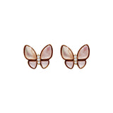 Mother Of Pearl Butterfly Earrings, 18K Yellow Gold