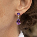Faceted  Amethyst Earring Jackets, 18K White Gold