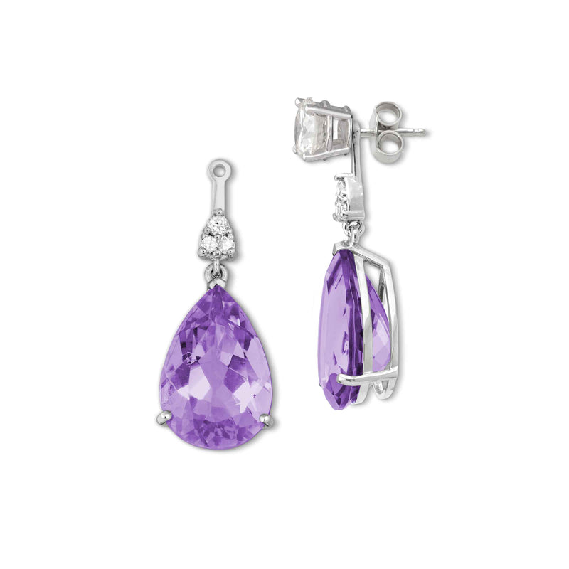 Faceted  Amethyst Earring Jackets, 18K White Gold