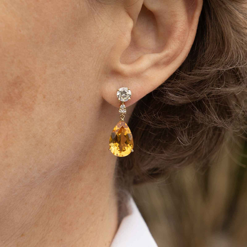 Faceted Citrine Earring Jackets, 18K Yellow Gold