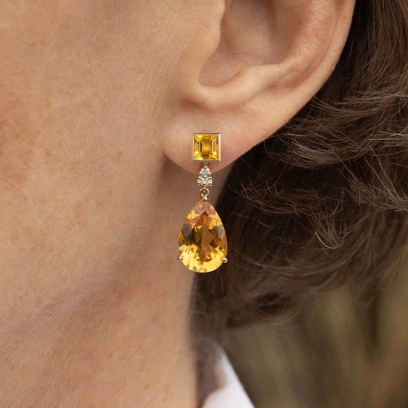 Faceted Citrine Earring Jackets, 18K Yellow Gold