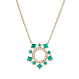 Emerald and Diamond Necklace, 14K Yellow Gold