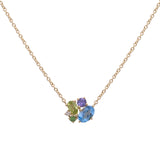 Multicolor Gemstone Cluster Necklace, 14K Yellow Gold