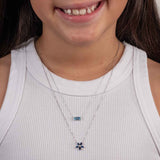 Sapphire Flower Necklace, 14K White Gold