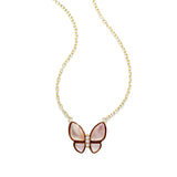 Mother Of Pearl Butterfly Necklace, 18K Yellow Gold