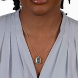 Rectangular Blue Topaz Pendant, 14K Yellow Gold