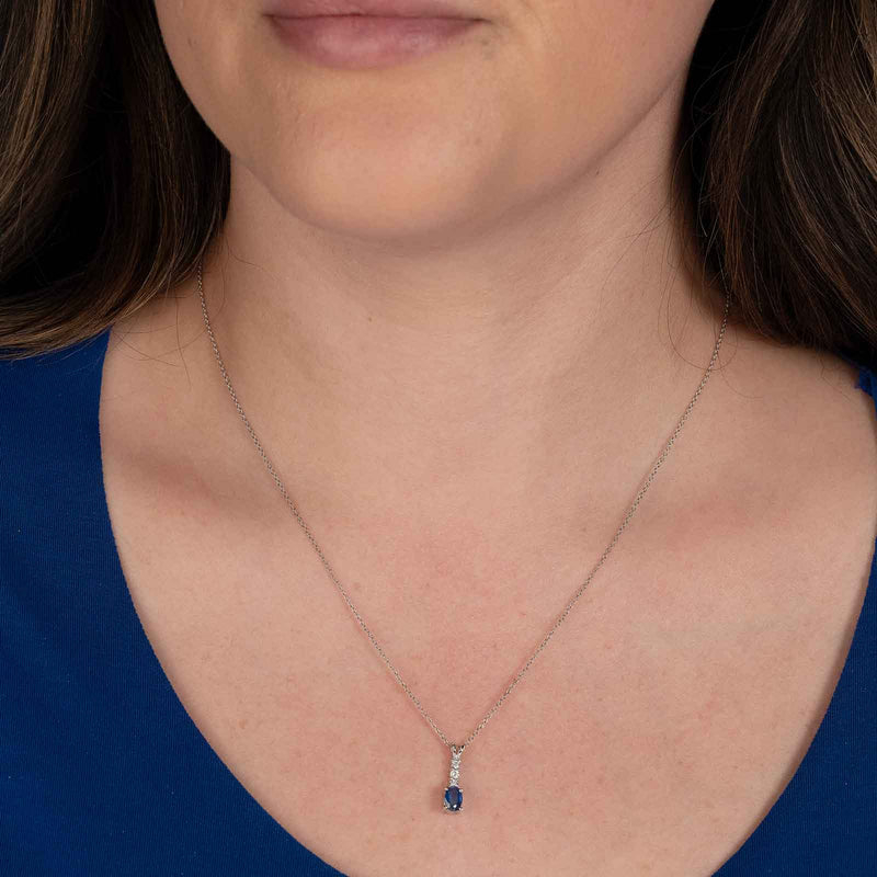 Ruby and Diamond Drop Pendant, 14K White Gold