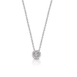 Diamond Halo Pendant, 14K White Gold, 16 Inch Chain