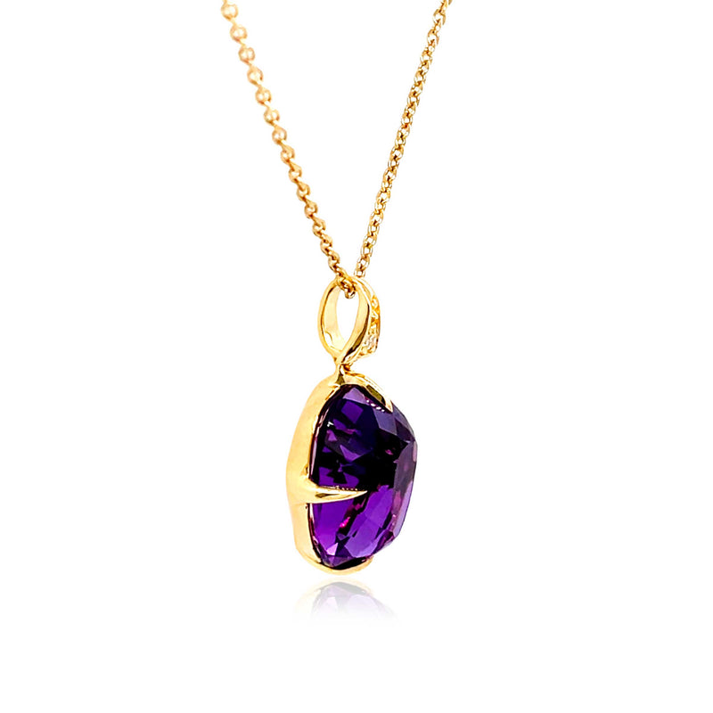 Faceted Amethyst Drop Necklace, 18K Yellow Gold