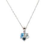 Multitone Blue Topaz Cluster Pendant, 14K White Gold