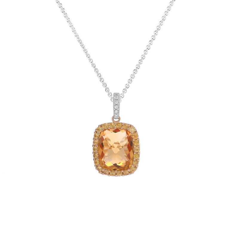 Citrine and Yellow Sapphire Pendant, 14k Yellow Gold