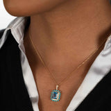 Blue Topaz, Diamond and Turquoise Pendant, 14K Yellow Gold