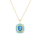 Blue Topaz, Diamond and Turquoise Pendant, 14K Yellow Gold