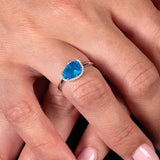 Black Opal and Diamond Halo Ring, 14K White Gold
