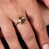 Bezel Set Mocha Zircon Ring, 22K Yellow Gold and Sterling Silver