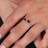Sapphire and Diamond Bypass Ring, 14K White Gold