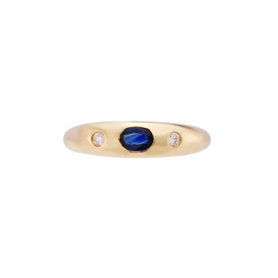 Sapphire and Diamond Flush Set Band, 14K Yellow Gold